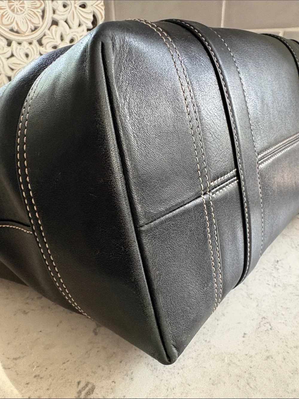 Coach Y2K Hampton black leather carryall Tote 6491 ~EXCELLENT